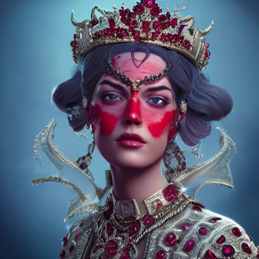 Image similar to portrait of wonderful princess of rubies with fair skin, ornate 8 k gorgeous intricate detailed, red accent lighting, dramatic cinematic light, award winning photography, octane render