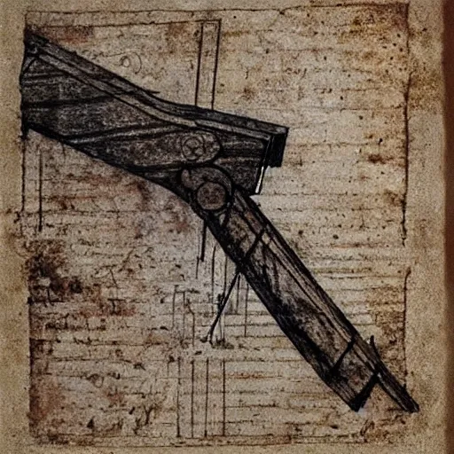 Prompt: An AK-47 design by Leonardo Da Vinci.