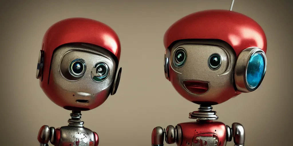 Image similar to closeup portrait of tin toy retro robot living room, depth of field, zeiss lens, detailed, centered, fashion photoshoot, by nicoletta ceccoli, mark ryden, lostfish, breathtaking, 8 k resolution, extremely detailed, beautiful, establishing shot, artistic, hyperrealistic, octane render, - h 8 0 4