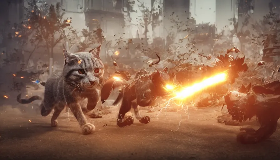 Prompt: epic battle of cats by Peleng, 3d render, octane rendered, highly detailed, cinematic lightning, rendered by maya and houdini, highly detailed, unreal engine, Trending on Artstation, octane render, 4k, 8k, HD