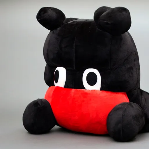 Prompt: cute fumo plush of a black and red monster, kawaii, symmetry