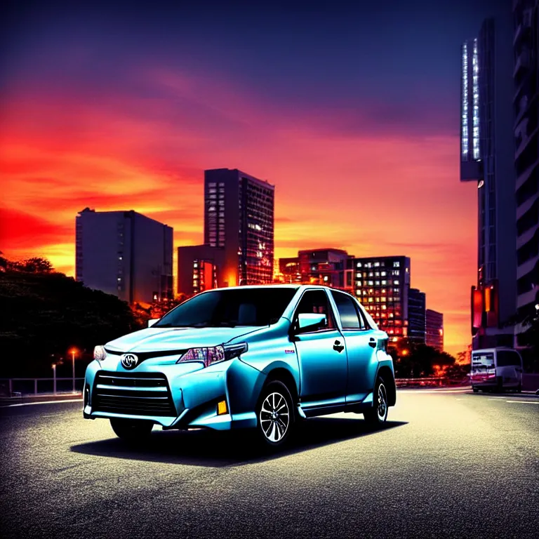 Image similar to close-up-photo TOYOTA XV20 middle of street, sunset kanagawa prefecture, night, cinematic color, photorealistic, highly detailed,