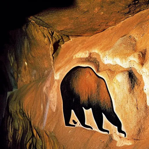 Image similar to portrait of anthropomorphic bear, chauvet cave art