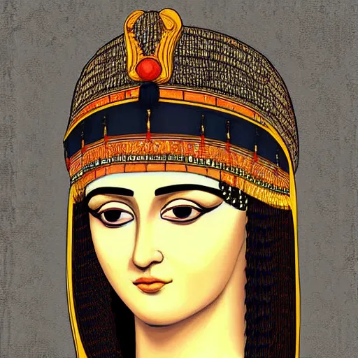 Prompt: digital art of the painting of Cleopatra, NFT, art style by Monalisa