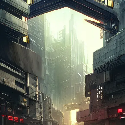 Prompt: entrance to a cyberpunk city, megastructures, complimentary contrast, dramatic lighting, gorgeous view, depth, painted by stanley lau, painted by greg rutkowski, painted by stanley artgerm, digital art, trending on artstation