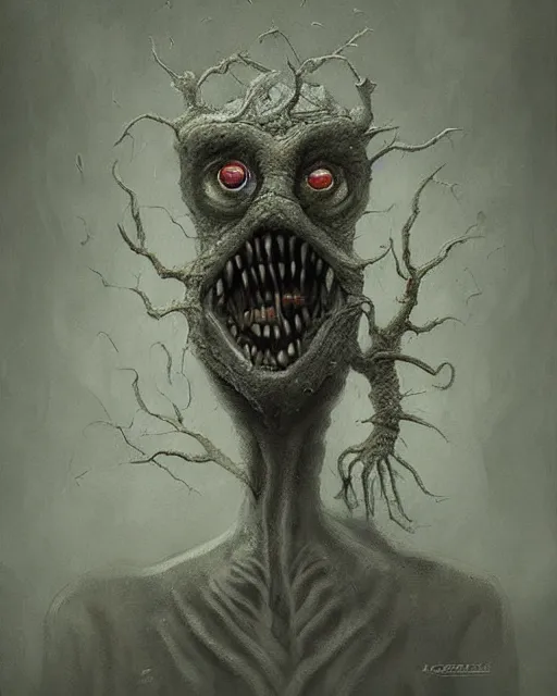 Image similar to a painting of a strange creature by anton semenov