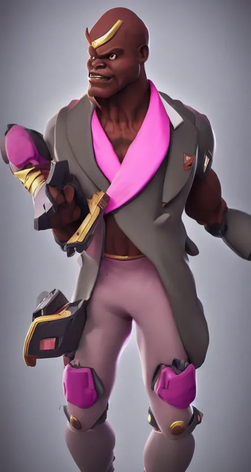 Prompt: doomfist, pink blazer, overwatch game, digital art, high detailed, artstation, 3 d render