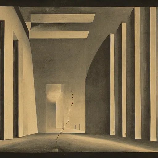 Image similar to a parade of disconnected images : obscure corners of nameless interiors, astronomical diagrams projecting the distances between celestial bodies, a painting by giorgio de chirico, a list of unpopular anagrams.