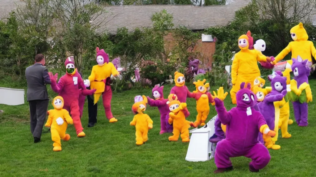 Image similar to teletubbie funeral