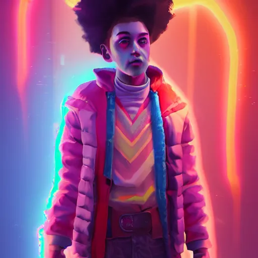 Image similar to a oil art portrait of young mage with neon magic in style of disco elysium character, bard jester character sheet, 4 k, ultra detail, volumetric lighting, unreal engine, octane render, grimdark