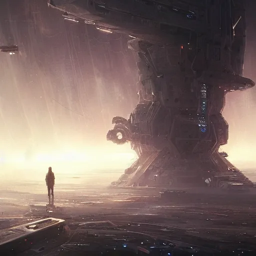 Image similar to scifi art by greg rutkowski, a very tall, and slender man, activating the ship's self - destruct sequence, claustrophobic and futuristic environment, detailed and intricate environment, high technology, highly detailed portrait, digital painting, artstation, concept art, smooth, sharp foccus ilustration, artstation hq.