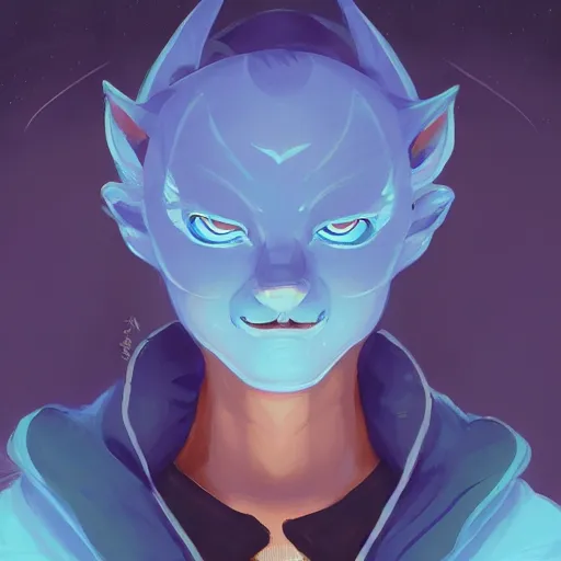 Image similar to painting cat wizard wearing blue robes avatar hero smooth face median photoshop filter cutout vector behance hd by jesper ejsing, by rhads, makoto shinkai and lois van baarle, ilya kuvshinov, rossdraws, illustration, art by ilya kuvshinov and gustav klimt