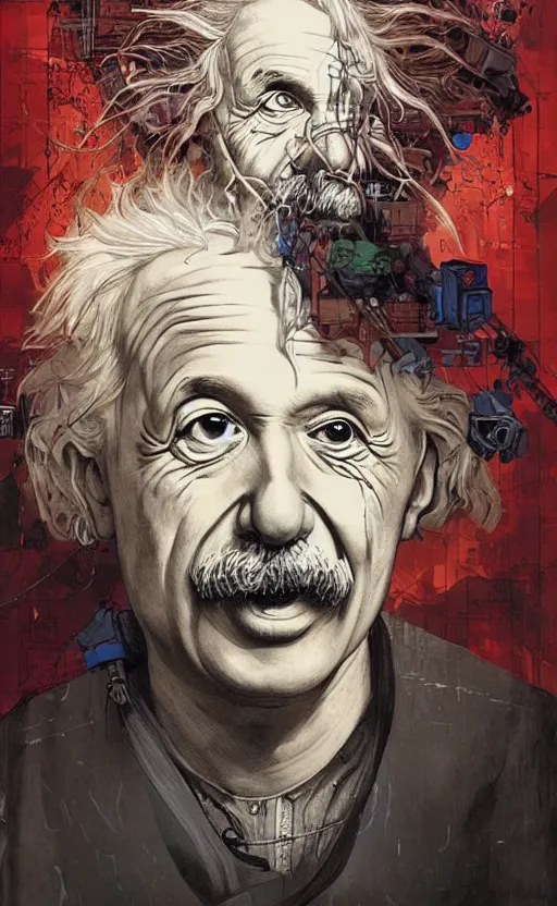Image similar to einstein, eun emerging from renaissance italy into a cyberpunk mutiversal realm by conrad roset, nicola samuri, dino valls, m. w. kaluta, jakub rebelka, rule of thirds, seductive look, beautiful