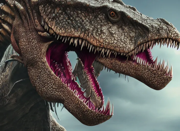 Prompt: a tyrannosaurus rex, fantasy, intricately detailed, 8 k render, ultra high resolution, octane render, trending on artstation