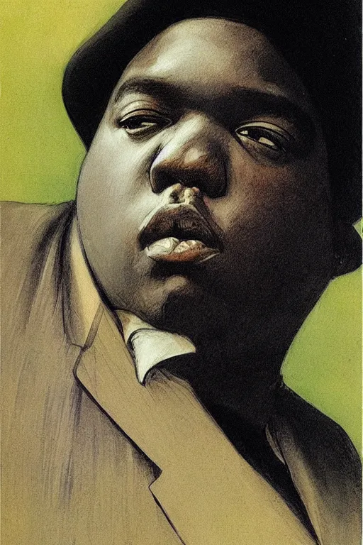 Prompt: portrait of biggie smalls, bloom flowers, modern, eclectic, illustration, by ramon casas