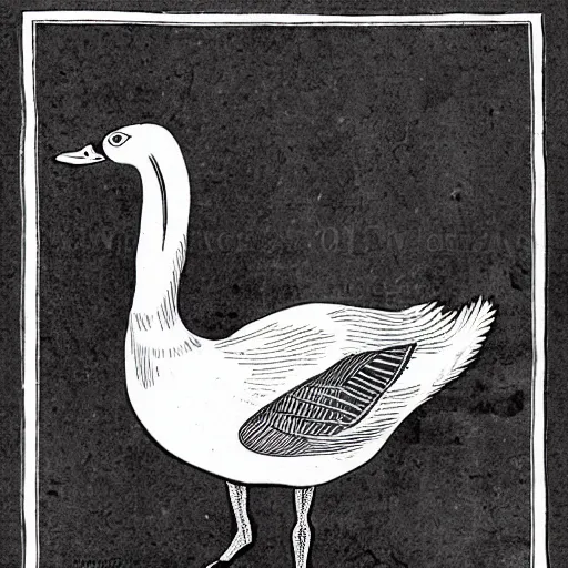 Prompt: angellic illustration of a goose with human feet