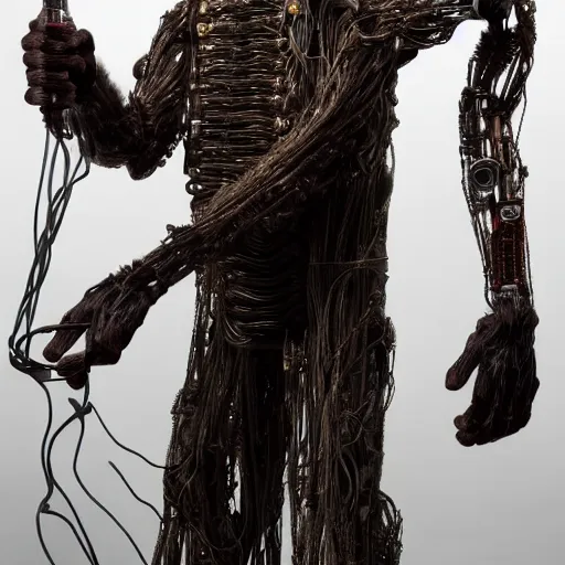 Image similar to animatronic John C. Reilly, exposed wires, photo, Stan Winston studios, detailed, 4k