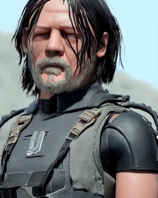 Prompt: death stranding norman reedus as a muppet. highly detailed felt. hyper real photo. 4 k.