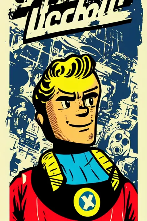 Image similar to fallout 7 6 retro futurist illustration art by butcher billy, sticker, colorful, illustration, highly detailed, simple, smooth and clean vector curves, no jagged lines, vector art, smooth andy warhol style