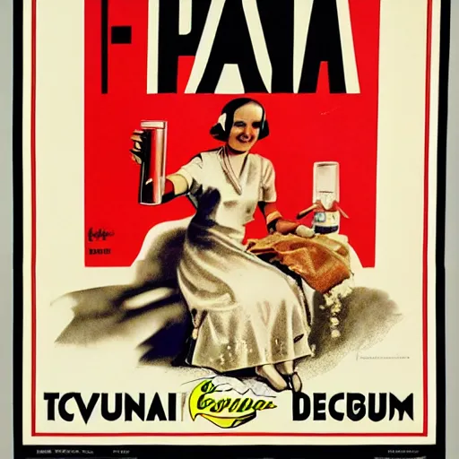 Prompt: fanta poster. 1930 Germany.