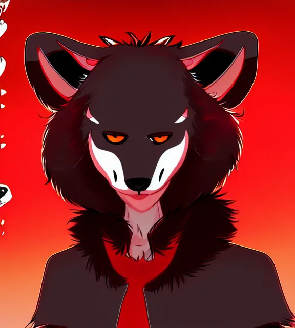 Image similar to furry - male - red - black - weasel - necromancer - fursona uhd ue 5 visual novel pc game expressions