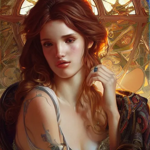 Image similar to ultra realistic illustration, bella thorne as barmaid, intricate, elegant, highly detailed, digital painting, artstation, concept art, smooth, sharp focus, illustration, art by artgerm and greg rutkowski and alphonse mucha