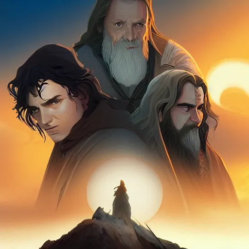 Image similar to face icon stylized minimalist the lord of the rings : the fellowship of the ring 2 0 0 1, loftis, cory behance hd by jesper ejsing, by rhads, makoto shinkai and lois van baarle, ilya kuvshinov, rossdraws global illumination