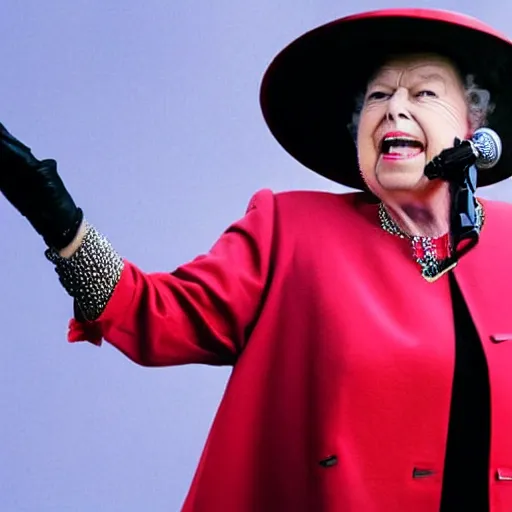 Prompt: queen beatrix performing on her yeezus tour