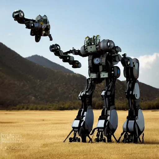 Image similar to Photograph from the 2022 field test of the United State’s humanoid battle mech prototype