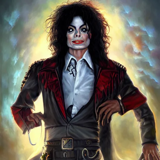 Image similar to Michael Jackson as an Exorcist, Fantasy Illustration by Tony Sart, Trending on artstation