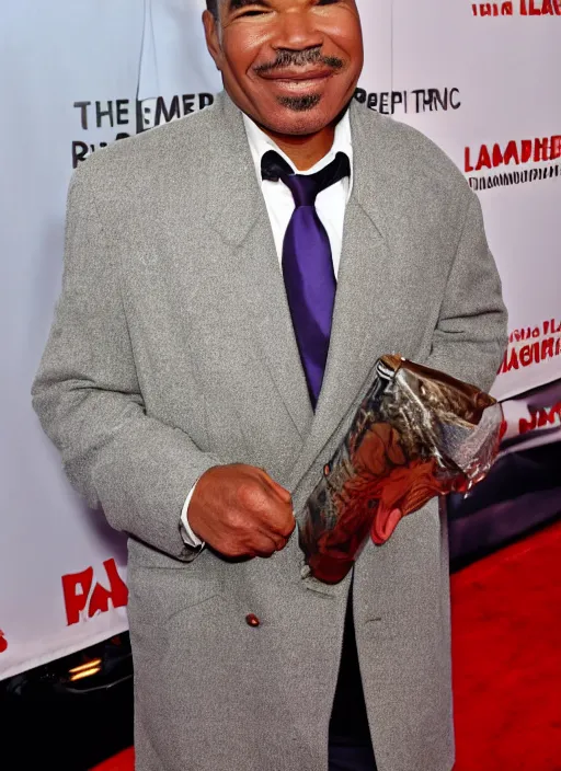 Prompt: david alan grier holding his favorite lamp and towel combo on the red carpet