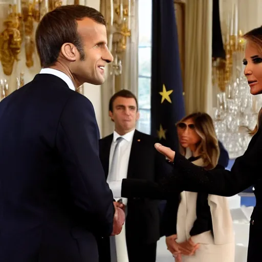 Image similar to macron flirting with melania trump