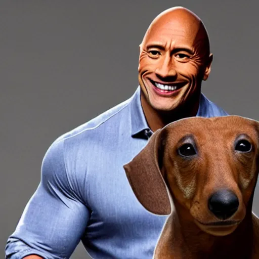Image similar to Dwayne The Rock Johnson with the head of a dachshund