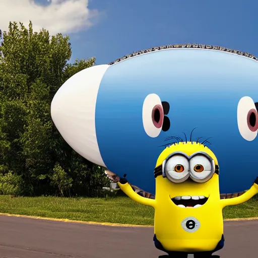 Prompt: minion blimp realstic photo