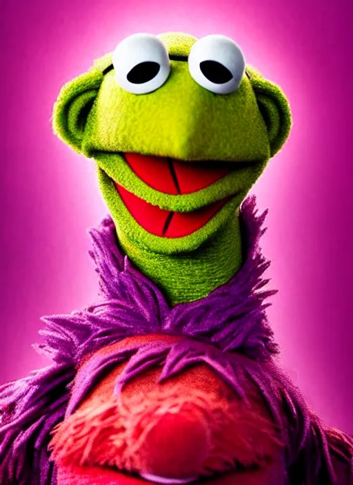 Image similar to studio portrait still of muppet!!!!! vision in avengers infinity war!!!!!! as a muppet muppet as a muppet, 8 k, studio lighting, key light,