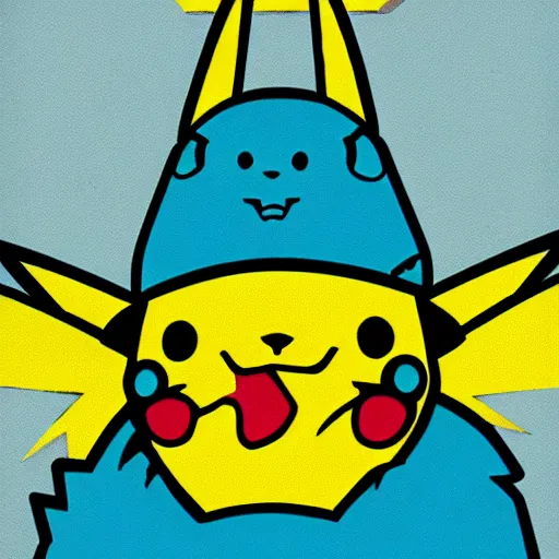 Prompt: Pop Art Surreal Horror Pikachu