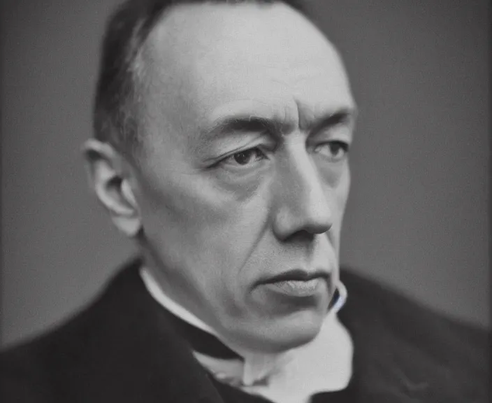 Prompt: 4 k hd, high detail photograph of serghei rachmaninoff, shot with sigma f / 4. 2, 2 5 0 mm sharp lens, wide shot, consistent, volumetric lighting, high level texture render