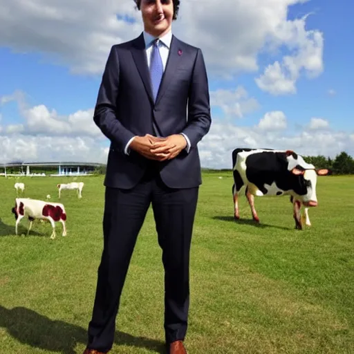 Image similar to justin trudeau. he is an animated cow patty. world leaders meeting,