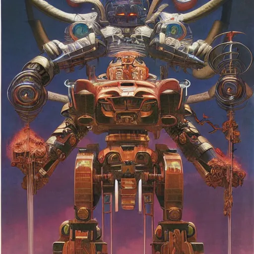 Image similar to mayan mecha by j. c. leyendecker, barlowe, makoto kobayashi, and beksinski