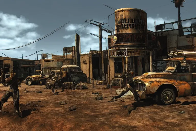 Prompt: Fallout game set in the Australian Outback