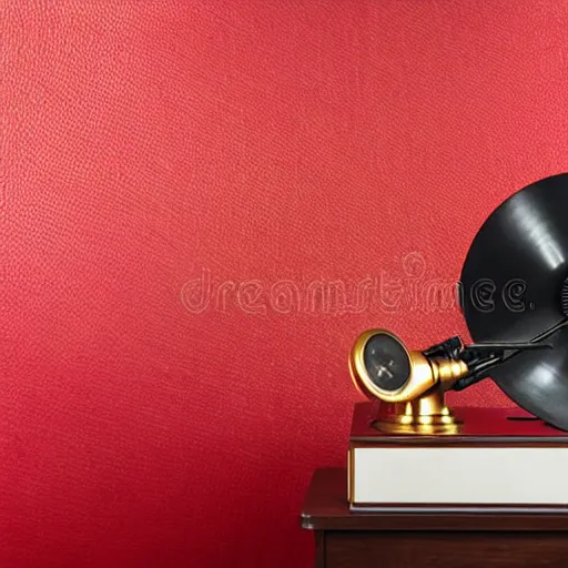 Prompt: droid in red room listening gold gramophone, high quality image, denoise