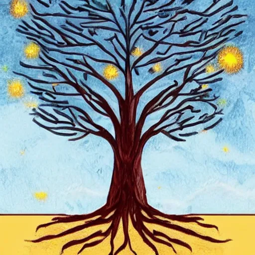 Image similar to tree of life https://media.discordapp.net/attachments/1005597369187958895/1006584269591810168/tree_of_life_starry_night_trending_on_artstation_pixiv_hyperdetailed_Unreal_Engine_4k_8k_ultra_HD_Stanley_Artgerm_Lau_WLOP_Rossdraw_-H_1024_-W_1024_-n_4_-i_-S_2718757138_ts-1660042433_idx-1.png