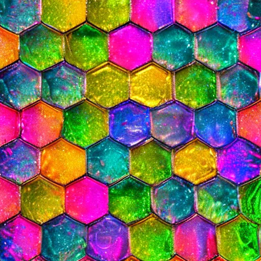 Prompt: Mosaic of iridescent colors | Patches of Iridescent Squares | 4k HDR