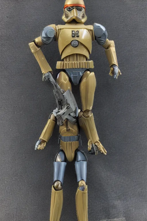 Image similar to 1 9 8 6 kenner action figure, 5 points of articulation, heroic human proportions, sci fi, high detail, t - pose, star wars, warhammer 4 0 0 0