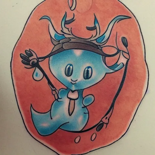 Image similar to tattoo design of a cute will o'the wisp character