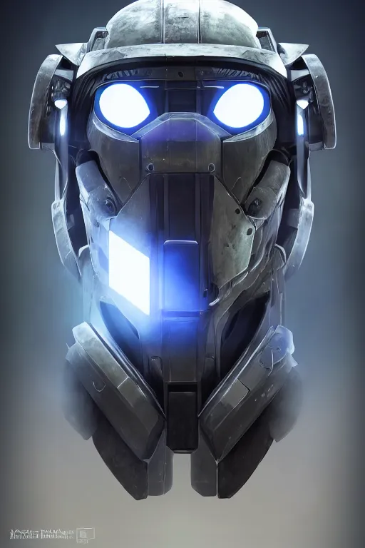 Image similar to robot ninja mask helmet halo master chief radiating a glowing aura global illumination ray tracing hdr fanart arstation by ian pesty and katarzyna da „ bek - chmiel