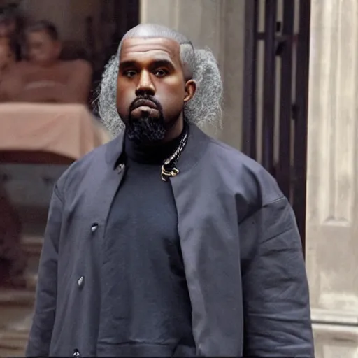 Image similar to kanye playing karl marx in a movie, photo