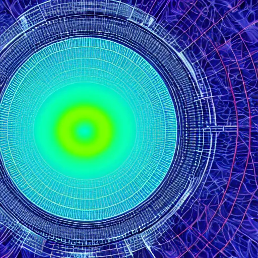 Image similar to surreal fractal image of a uranium atom imagined as a galactic structure