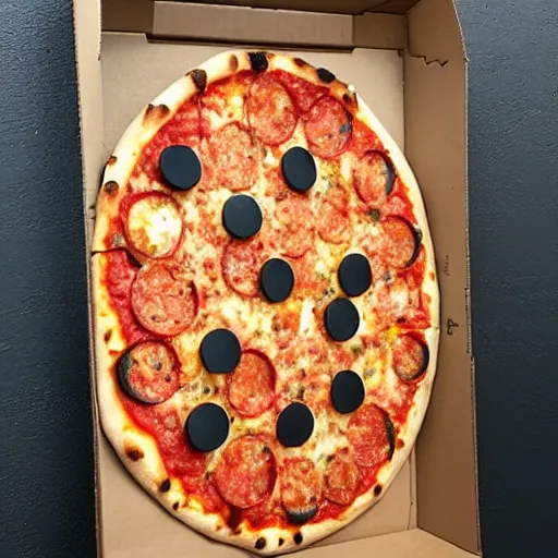 Image similar to a pizza that is a portal to another dimension