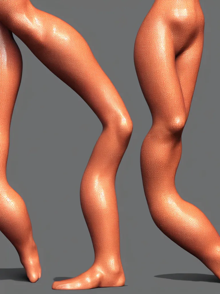 Prompt: simple primitive tube shape, straight smooth human leg, textured with photorealistic human skin, photoreal details, straight smooth vertical, highly realistic bump map, surface painter, pixar renderman, metahuman